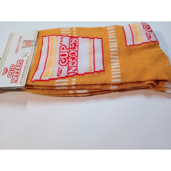 Nissin Cup Noodles Crew Socks Yellow White‎ Red Fits Men's Shoe Size 6-12 - Picture 5 of 5